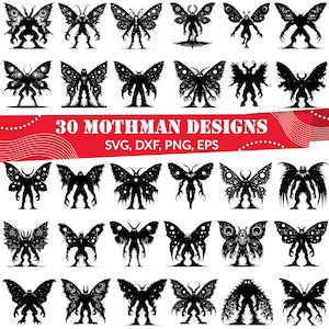 Mothman SVG Bundle, Mothman dxf, Mothman png, Mothman Vektor, Mothman Umriss, Mothman Clipart, Kryptozoologie svg, Mythisches Monster svg