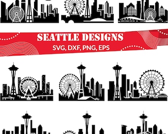 Seattle SVG-paket, Seattle Skyline svg, Seattle dxf, Seattle png, Seattle-vektor, Seattle-kontur, Seattle clipart, Seattle-design
