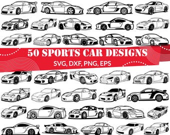 Coche deportivo SVG / Vehículo de lujo Clipart / Silueta de coche rápido