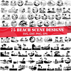 Beach Scene SVG Bundle, Beach Scene dxf, Beach Scene png, Beach Scene eps, Beach Scene vector, Beach life svg, Beach Theme svg,Beach vibe