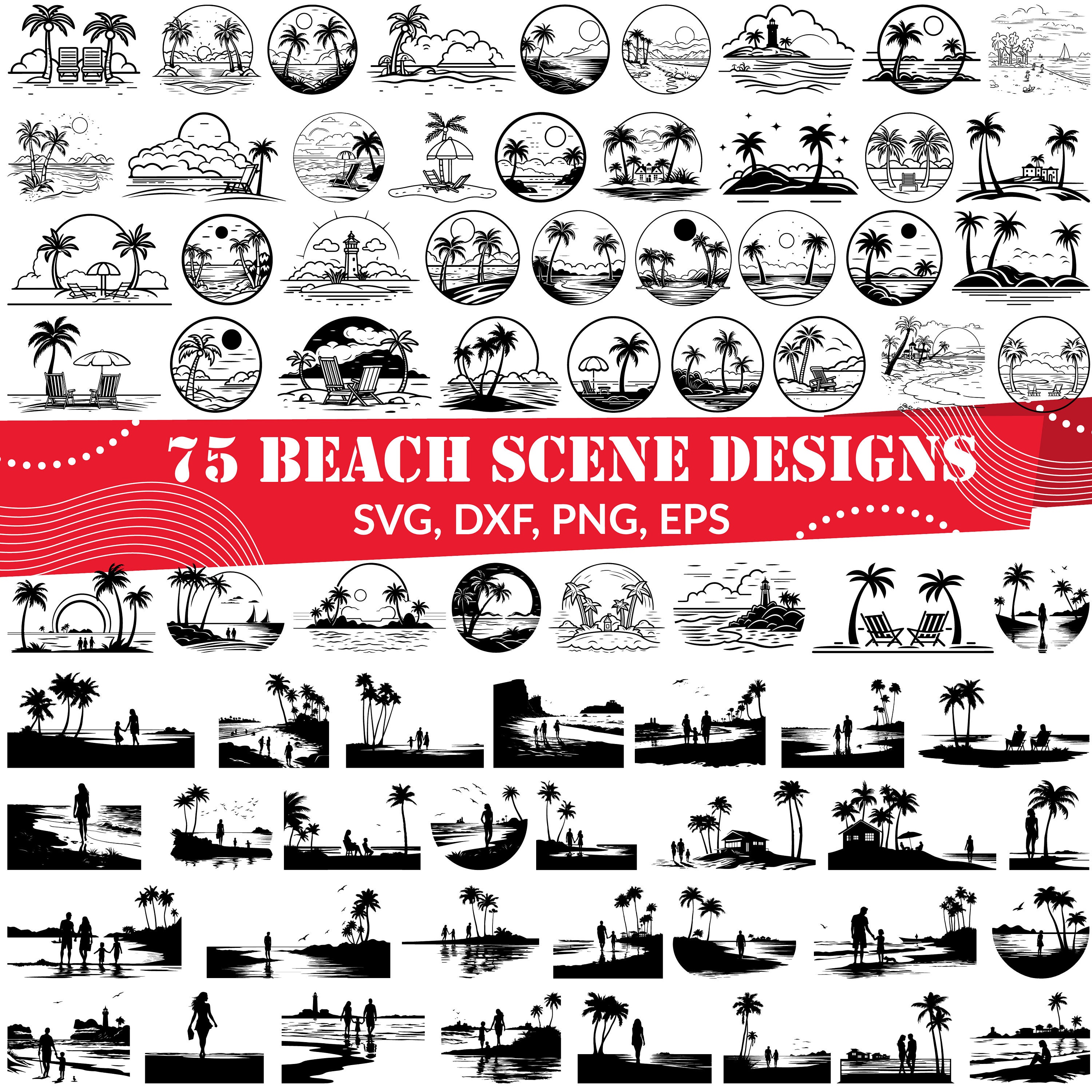 Beach Scene SVG Bundle, Beach Scene dxf, Beach Scene png, Beach Scene eps, Beach Scene vector, Beach life svg, Beach Theme svg,Beach vibe