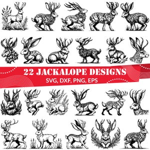 Jackalope SVG Bundle, Jackalope dxf, Jackalope png, Jackalope vector, Jackalope outline,Jackalope clipart,Jackalope Rabbit,Rabbit Antlers