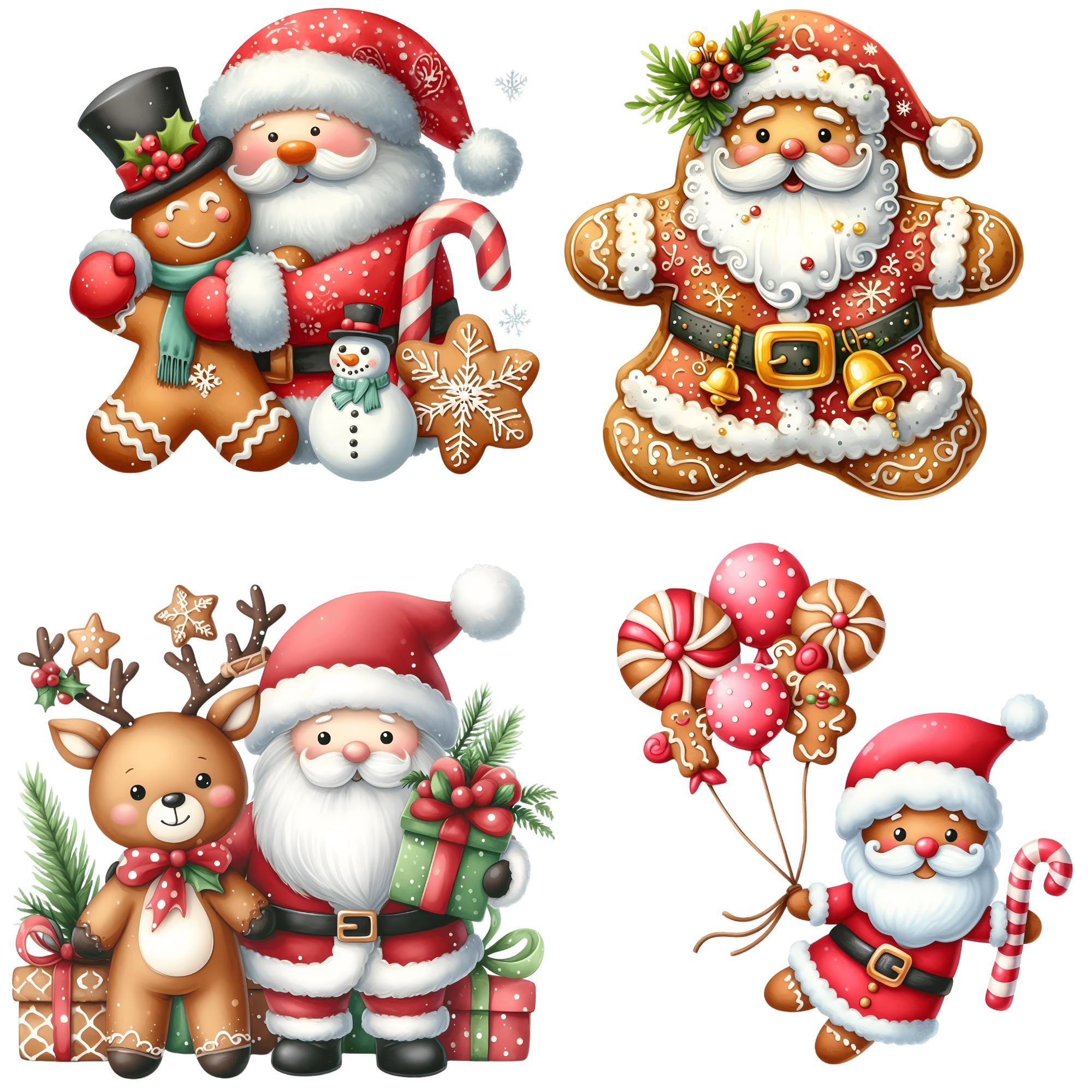 Gingerbread Santa Clipart Set – 50 High-quality Pngs, Transparent 300 ...