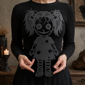 Creepy Doll Laser Cut File SVG DXF, Gothic Voodoo Doll Wall Art, Creepy Rag Doll CNC