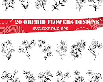 蘭の花の SVG バンドル、花のデザイン、蘭の svg、蘭の png、蘭のクリップアート、植物アート、熱帯の花、蘭のイラスト