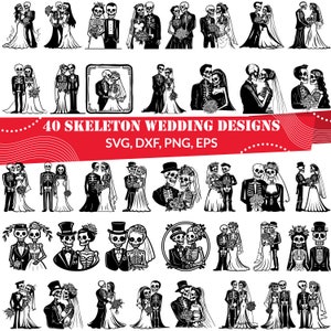 Skeleton Wedding SVG | Gothic Bride and Groom | Spooky Wedding Clipart