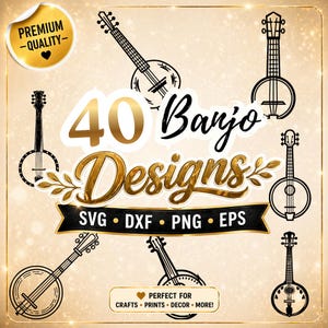 Banjo SVG Bundle, Banjo dxf, Banjo png, Banjo vector, Banjo outline, Banjo clipart, Bluegrass svg, String Instrument, Country Music svg