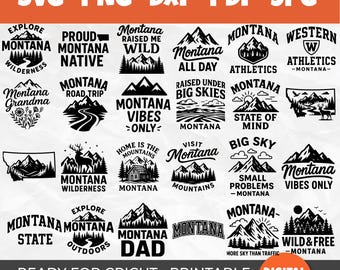 Montana SVG Bundle | 50 Big Sky State Designs | Western Mountains Clipart | Wild & Free Montana | Road Trip | Forever Montana | Montana Map