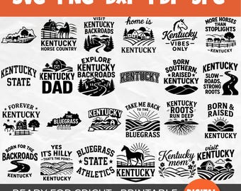 50 Kentucky SVG Bundle | The Bluegrass State Designs | Southern Pride, Horse Country & Country Roads | Kentucky Map, Outline, Quotes