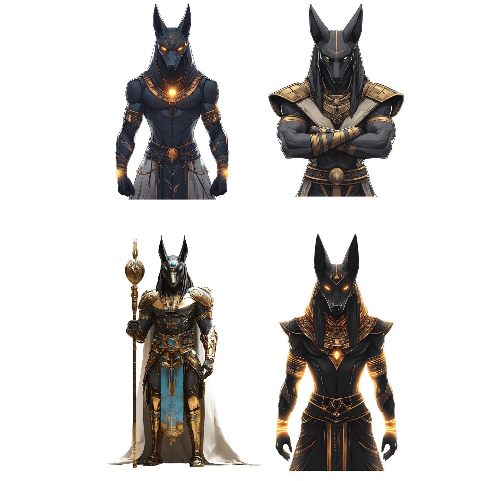 50 Anubis Clipart Set – Egyptian God PNG Bundle, Ancient Mythology Art ...
