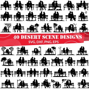 Couple on a Bench SVG Bundle, Lovers on a Bench svg, Couple on a Bench dxf, Couple on a Bench png, Couple on a Bench vector, Couple svg