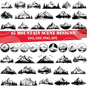 Mountain Scene SVG Bundle, Outdoors scene svg, Mountain Scene dxf,Mountain Scene png,Mountain Scene vector,Landscape svg,Mountain clipart