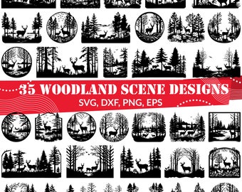 森の風景 SVG バンドル、森の風景 dxf、森の風景 png、森の風景 ベクター、森の風景 アウトライン、風景 svg
