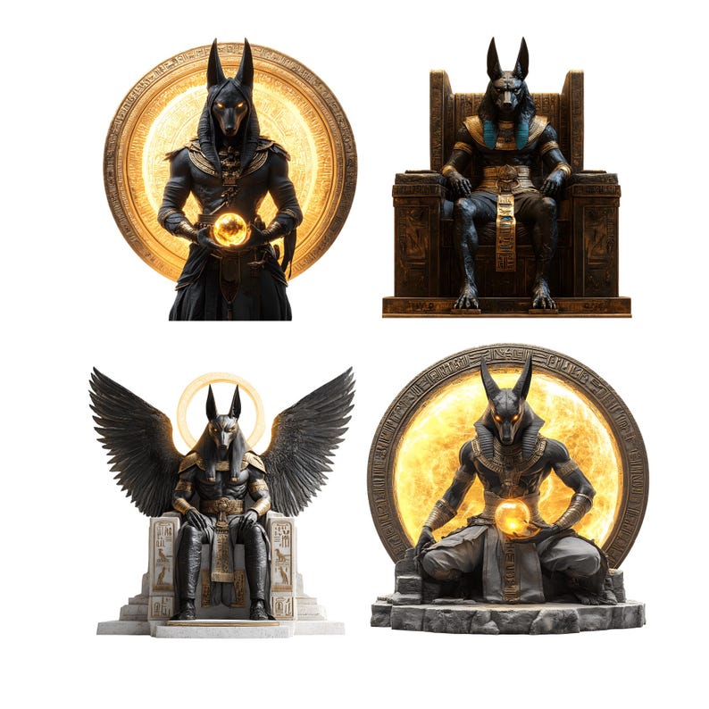 50 Anubis Clipart Set – Egyptian God PNG Bundle, Ancient Mythology Art ...