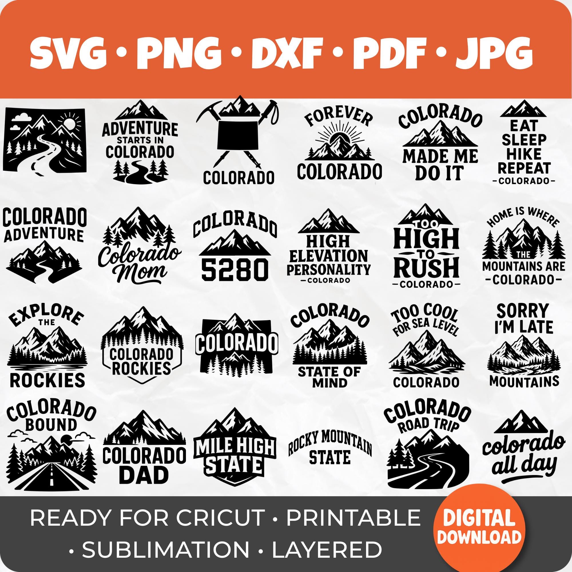 50 Colorado SVG Bundle | Rocky Mountain State Designs | High Altitude ...