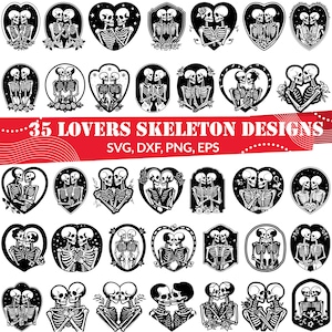 35 Lovers Skeleton SVG Designs Bundle for Halloween, Gothic Wedding, Valentine Crafts | Romantic Skeleton for Cricut & Sublimation