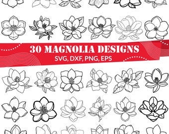 Magnolia  SVG Bundle, Magnolia dxf, Magnolia png, Magnolia eps, Magnolia vector, Magnolia cut files,Magnolia Flower svg,Magnolia monogram