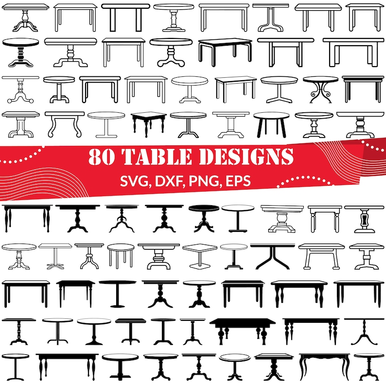 Table SVG Bundle, Table Dxf, Table Png, Table Vector, Table Outline ...