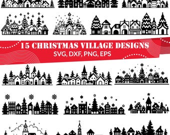 Christmas Village SVG Bundle, Christmas House svg, Christmas Village dxf, Christmas Village png, Christmas Town svg, Winter Village svg
