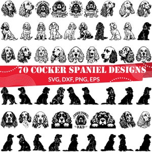 Cocker Spaniel SVG Bundle, Cocker Spaniel dxf, Cocker Spaniel  png, Cocker Spaniel vector, Cocker Spaniel outline, Spaniel clipart