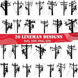Lineman SVG Bundle, Lineman dxf, Lineman png, Lineman vector, Lineman outline, Lineman clipart, Lineman design, Power Pole svg