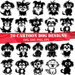 Cartoon honden SVG, schattige puppy clipart, hondenras vector, grappige hond silhouet, huisdier minnaar Cricut-bestand