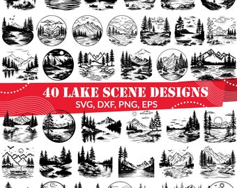 湖の風景 SVG バンドル、湖の風景 dxf、湖の風景 png、湖の風景 eps、湖の風景 ベクター、湖のテーマ svg、湖の景色 svg、湖の生活 svg