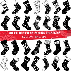 Christmas Socks SVG for Cricut and Silhouette | Holiday Stocking Clipart | Cute Winter Sock Cut File | Festive DIY Design