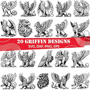 Griffin SVG Bundle, Griffin svg, Griffin dxf, Griffin png, Griffin vector, Griffin outline, Griffin clipart, Mythology svg, Fantasy svg