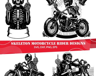 Skelett Motorradfahrer SVG | Biker Clipart | Gruseliges Fahrdesign