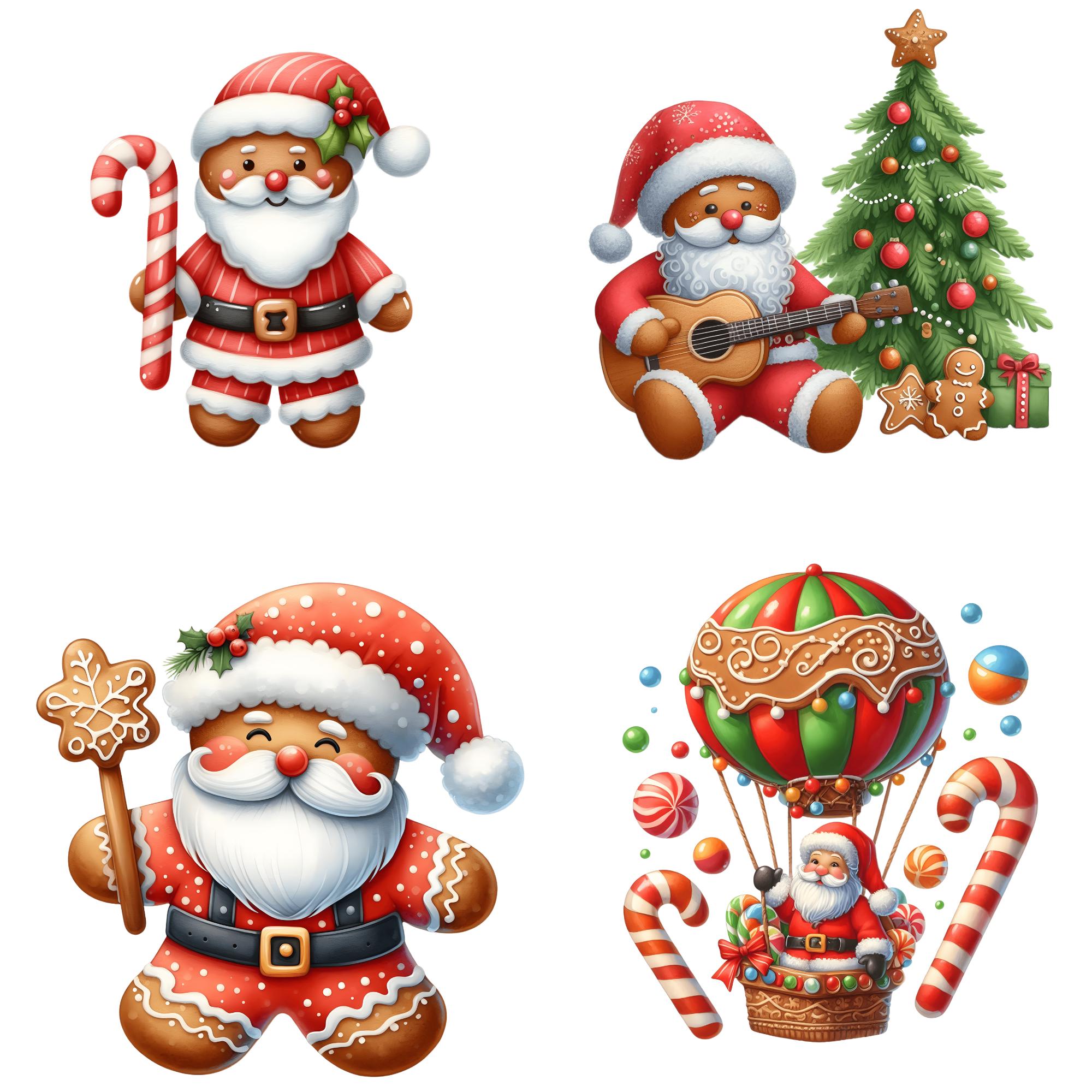 Gingerbread Santa Clipart Set – 50 High-quality Pngs, Transparent 300 ...