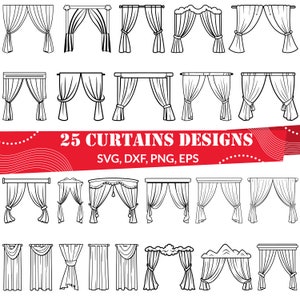 Curtains SVG | Window Drapes Clipart | Home Decor Silhouette