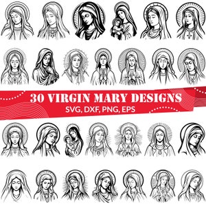 Virgin Mary SVG Bundle, Mother of God svg, Mother of Jesus svg, Mother Mary svg, Virgin Mary dxf, Virgin Mary png, Religious svg