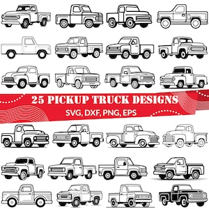 25 Pickup Truck SVG Bundle | Vintage & Classic Truck Clipart PNG | Vector Designs for Cricut, Laser Cutting and Sublimation