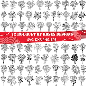 Bouquet of Roses SVG Bundle, Bouquet of Roses dxf, Bouquet of Roses png, Bouquet of Roses vector, Bouquet of Roses outline, Rose svg