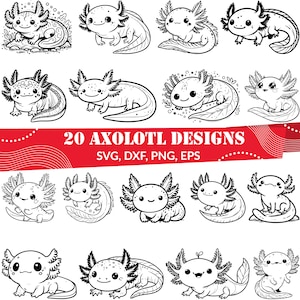 Axolotl SVG Bundle, Cartoon Axolotl,Floral Axolotlsvg, Axolotl Line Art, Cute Axolotl svg, Cute Axolotl dxf, Funny Axolotl svg