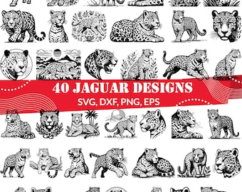 Jaguar SVG Bundle, Jaguar dxf, Jaguar png, Jaguar vector, Jaguar outline, Jaguar clipart, Big Cat svg, Jaguar Head svg