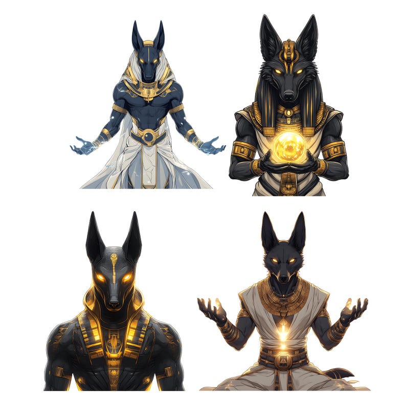 50 Anubis Clipart Set – Egyptian God PNG Bundle, Ancient Mythology Art ...