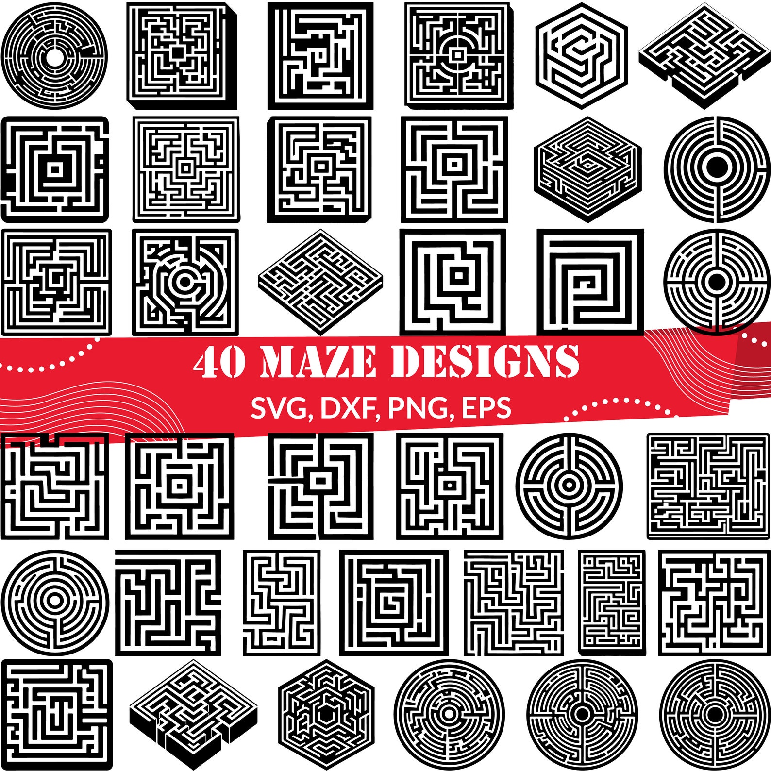 Maze SVG Bundle, Maze Outline, Maze Illustration, Maze Icon, Maze ...
