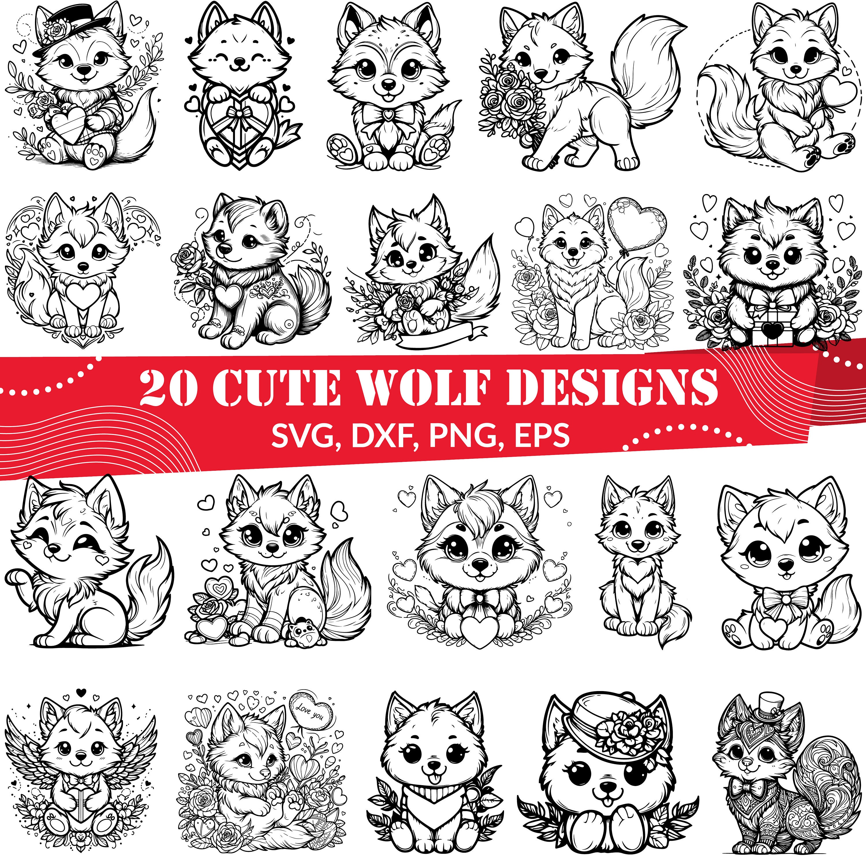Drawing of a little wolf - Etsy België, image size:3000x3000
