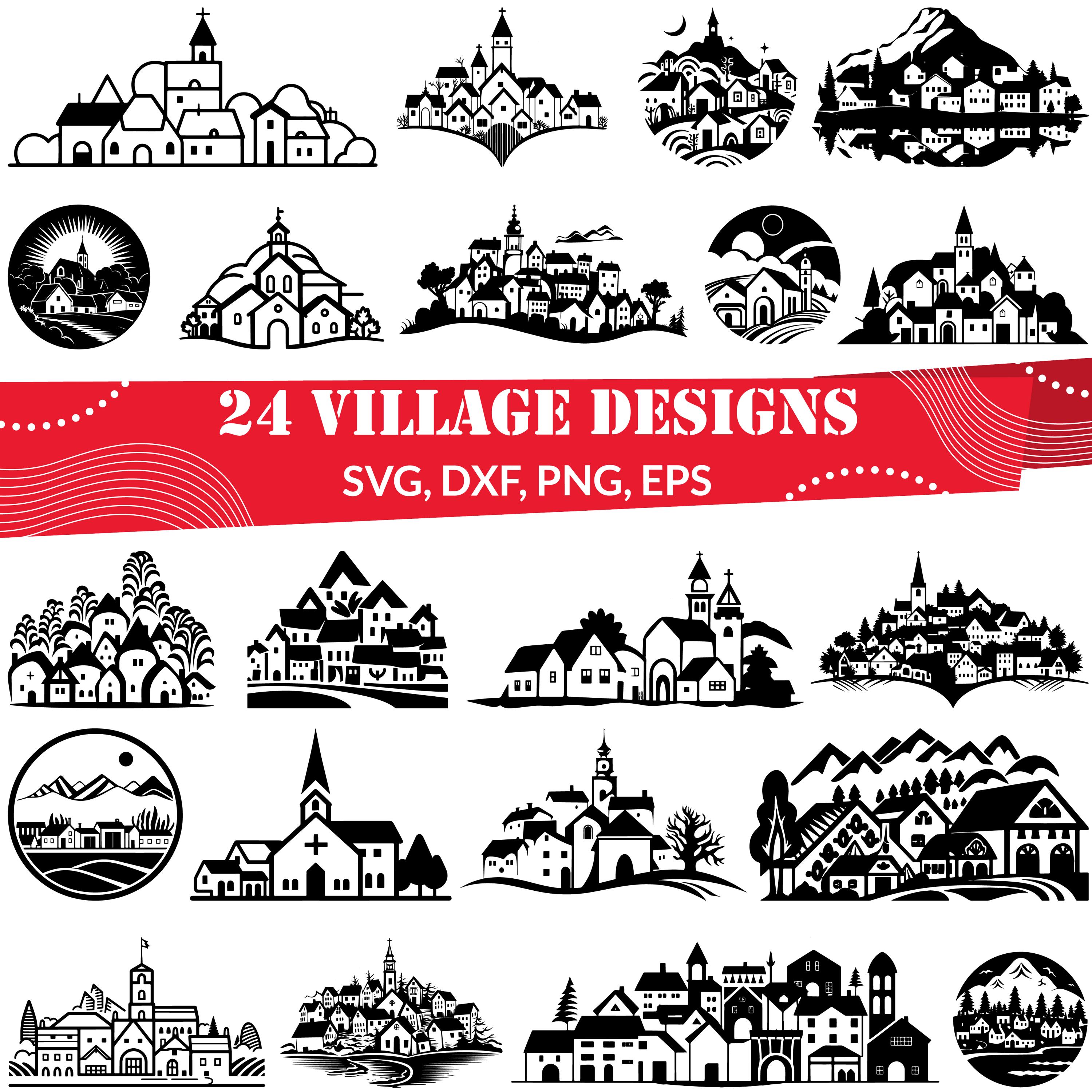 Svg Rural Area Village SVG | Countryside Scene Clipart | Rural Landscape Png - Etsy