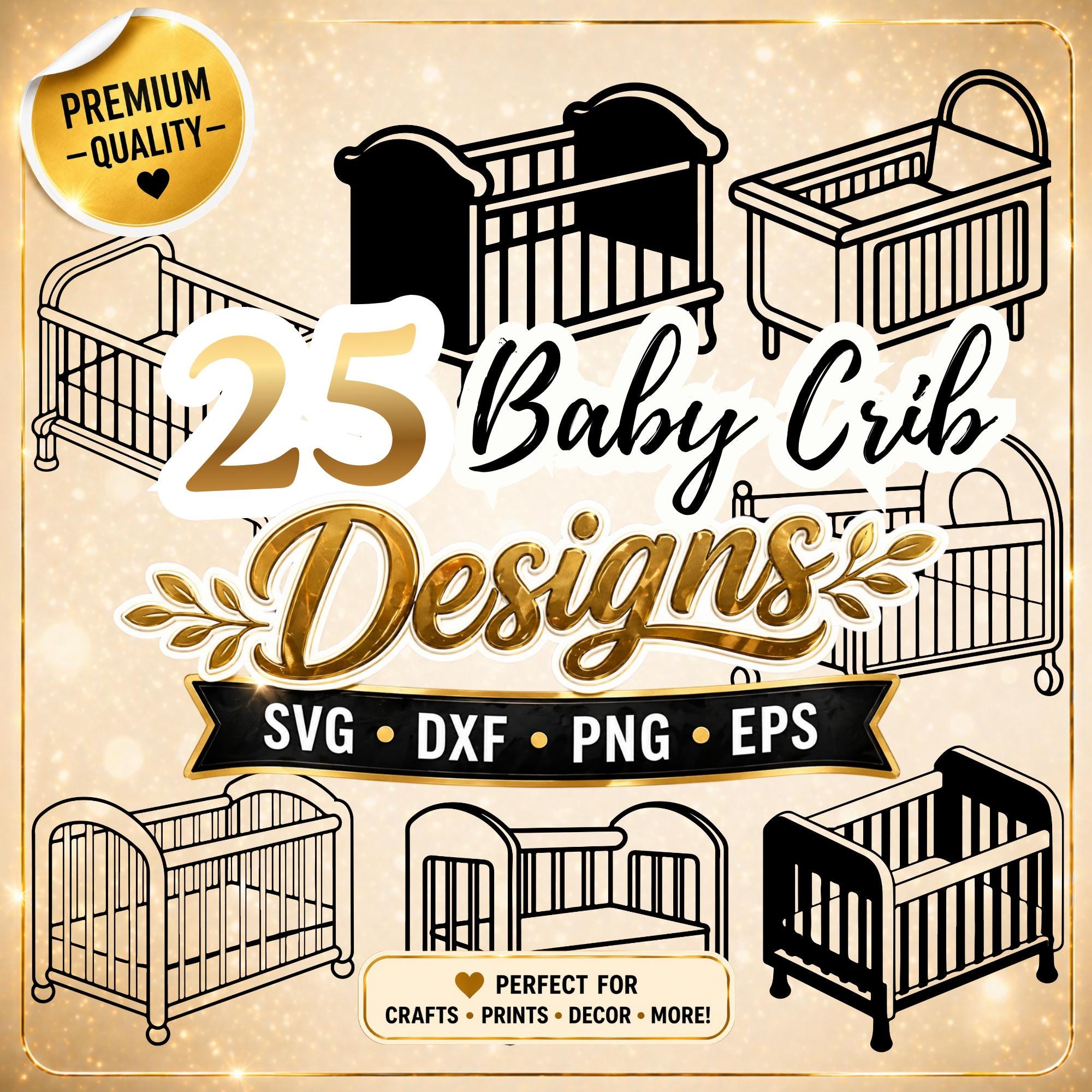 Baby Crib SVG Bundle, Bassinet Svg, Baby Crib Dxf, Baby Crib Png, Baby ...