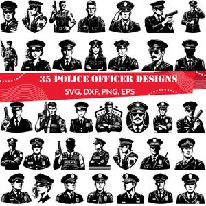 Officier de police SVG | Clipart application de la loi | Conception de service héroïque