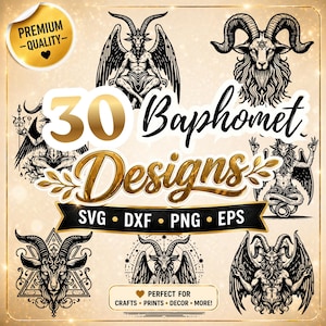Pakiet Baphomet SVG, Baphomet dxf, Baphomet png, Baphomet wektor, Baphomet kontur, Baphomet clipart, Diabeł svg, Pogański svg, Głowa kozy svg