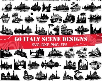 イタリアの風景 SVG バンドル、イタリアの風景 dxf、イタリアの風景 png、イタリアの風景 ベクター、イタリアの風景 アウトライン、イタリアの風景 クリップアート、ローマの風景 svg