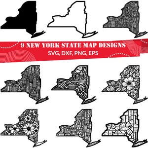 Carte de l'état de New York SVG | Clipart contour de l'état de New York png| Silhouette new-yorkaise| Carte de l'état des Etats-Unis | Fichiers New York Cut pour la découpe Cricut et laser