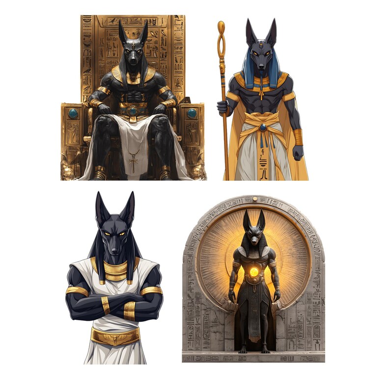 50 Anubis Clipart Set – Egyptian God PNG Bundle, Ancient Mythology Art ...