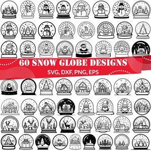 Boule à neige SVG Bundle, Noël globe svg, boule à neige dxf, boule à neige png, boule à neige eps, décorations de Noël svg, svg de décoration de Noël
