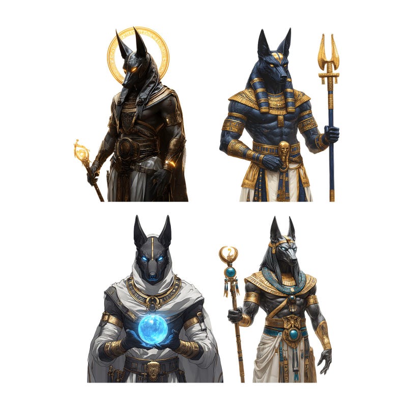 50 Anubis Clipart Set – Egyptian God PNG Bundle, Ancient Mythology Art ...
