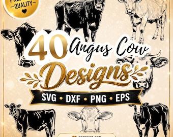 Angus Cow SVG Bundle, Angus Cow dxf, Angus Cow png, Angus Cow vector, Angus Cow outline, Angus Cow clipart, Beef Cow svg, Cattle Rancher